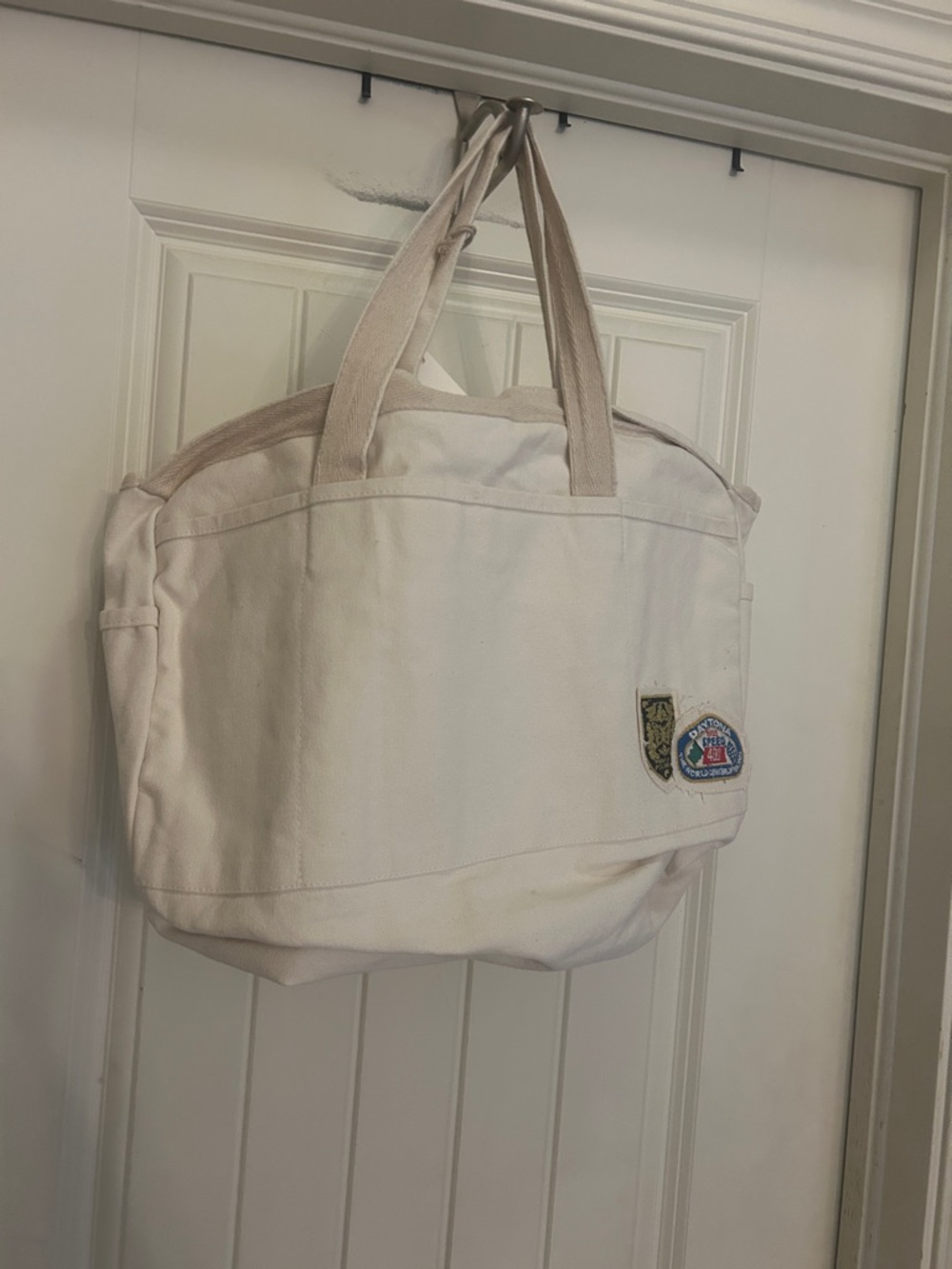 Free People Natural Canvas Tote with Subtle Patch Detail - Picture 3 of 9
